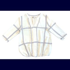 41 Hawthorn Casual White Work Blouse with Navy Stripes